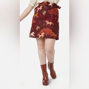 ModCloth Princess Highway Wild Horses Mini Skirt NWT High Waisted Belted 8